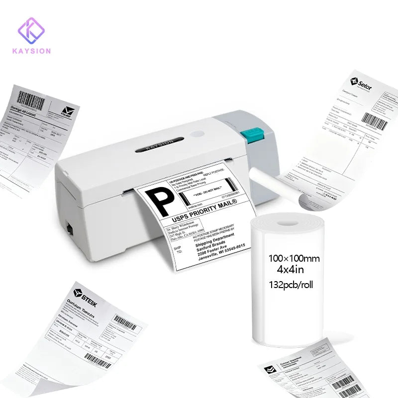 KAYSION 4in Bluetooth Thermal Label Printer Wireless Shipping Label Printer Compatible with iPhone Android Windows Widely Used