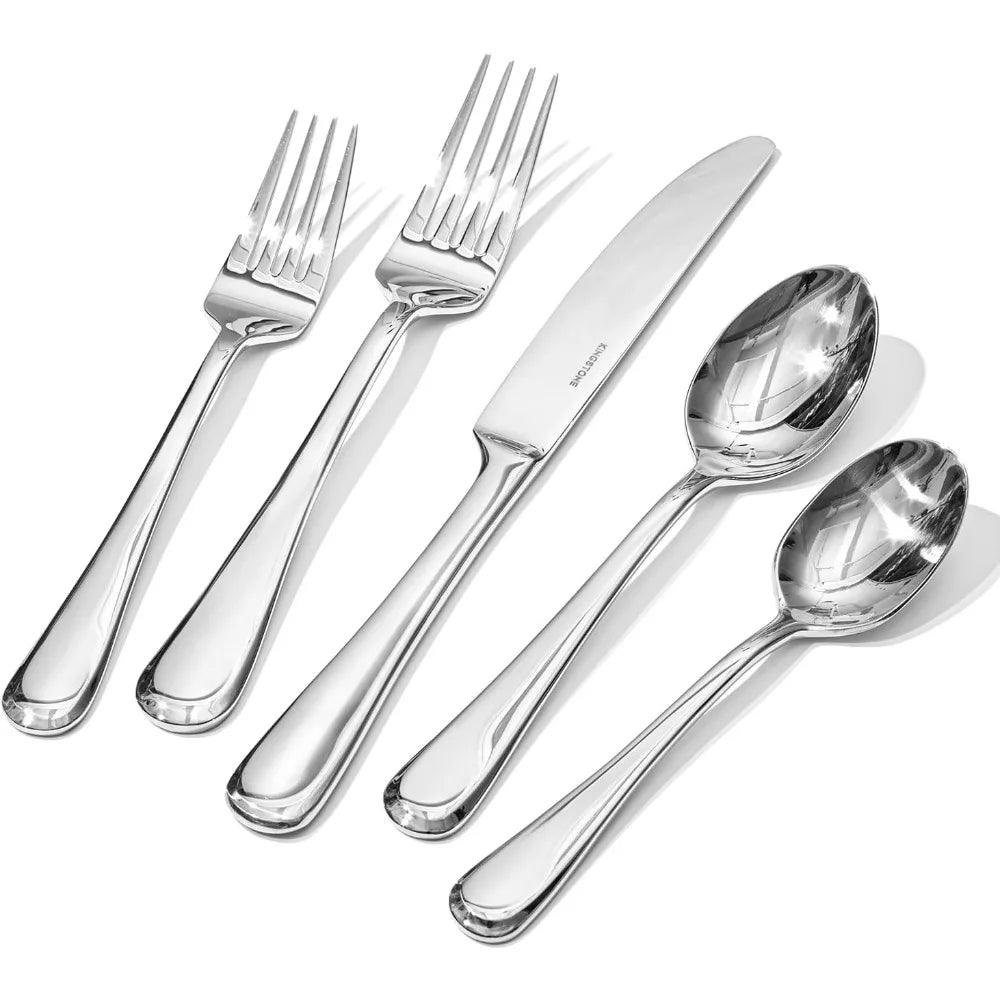60-Piece Stainless Steel Silverware Set for 12, High-Quality Flatware with Modern Design and Heavy Duty Construction