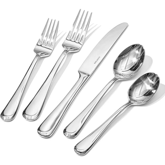 60-Piece Stainless Steel Silverware Set for 12, High-Quality Flatware with Modern Design and Heavy Duty Construction