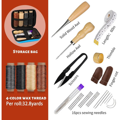Professional Leather Repair Kit, Waxed Thread Stitching Tools for Car Seats & Sofa DIY