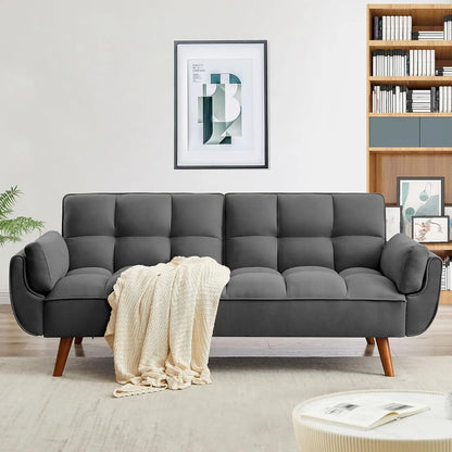 Convertible Futon Sofa Bed,Linen Sleeper Couch, 75" W Modern 3 Seater Tufted Sofa with Adjustable Backrests and Solid,Customized