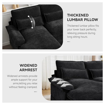 125" U Shaped Cloud Modular Sectional Couch for Living Room, Small Comfy Chenille Sofa with Double Chaise Lounge,, Customized