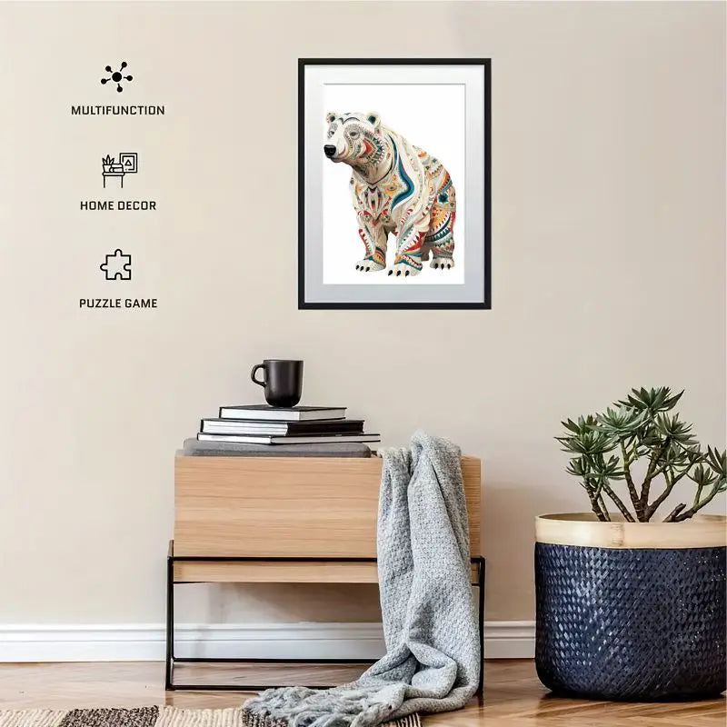 Polar Bear Wooden Jigsaw Puzzles Adult, Teens, Animal Shaped Natural Wood Puzzle, Best Christmas Gift And Family Games Magic Puz