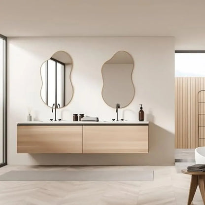 20"x36" Asymmetrical Wall Mirror Gold Frame Aviation Aluminum Alloy Bathroom Bedroom Decor