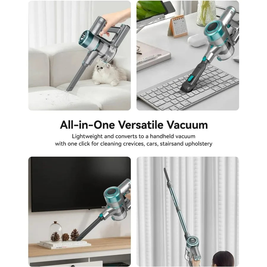 Cordless Vacuum Cleaner,600W/≥45Kpa Stick Vacuum with Touch Screen,Max 60 Mins Runtime,Wireless Vacuum Cleaners for Home, Anti-T