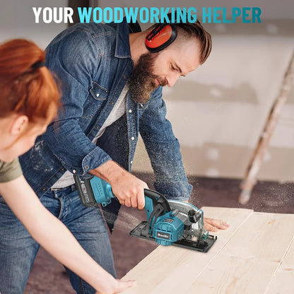 Seesii Cordless Mini Circular Saw 4-1/2" Electric Compact Circular Saw 5380RPM for Cutting Wood Plastic Soft Metal Power Tools