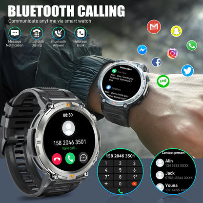 LaNikar KE3 Black Bluetooth Call Smart Watch Men Full Touch Screen Health Monitor With Flashlight Men SmartWatch For ios  Androi