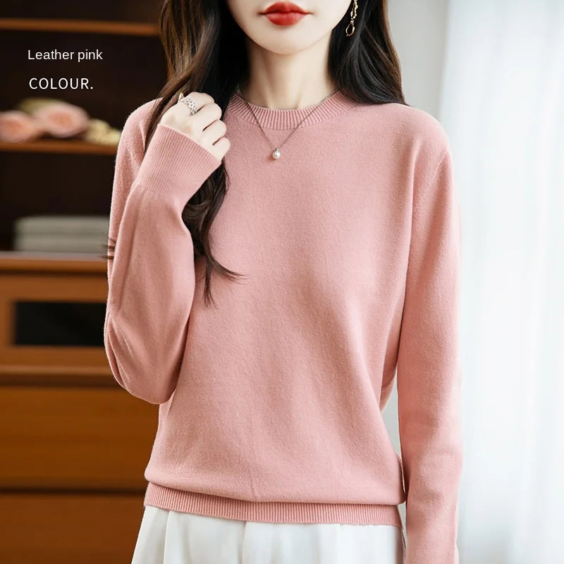 Women 22 colors weater O-neck Autumn Winter Basic 100% Andy velvet Warm Casual Pulls Jumpers Korean FashionSpring Knitwear 2025