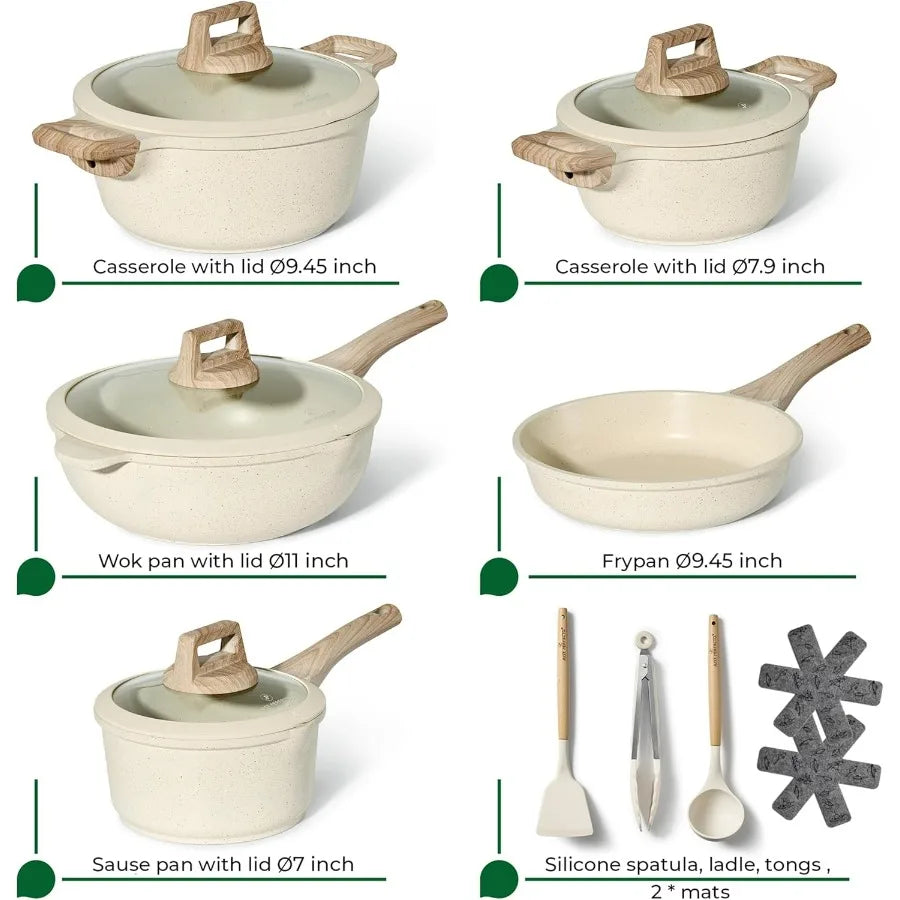 Complete Induction Cookware Set with Lids for Efficient Cooking and Easy Cleanup 14Piece Pot and Pan Set Ideal for Home Kitchen