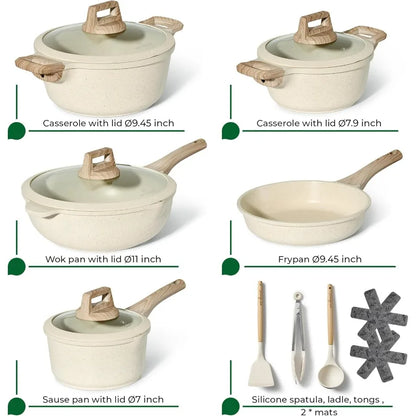 Complete Induction Cookware Set with Lids for Efficient Cooking and Easy Cleanup 14Piece Pot and Pan Set Ideal for Home Kitchen