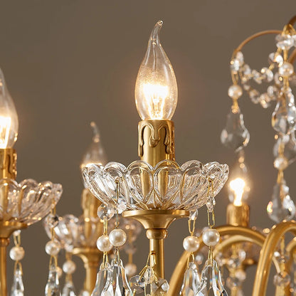 Vintage French Living Room Dining Room Full Copper Crystal Chandelier Light Luxury Romantic Bedroom Children'S Princess Room