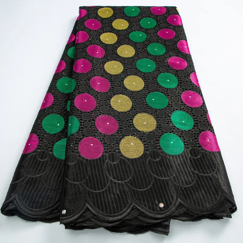 Wholesale Cotton Nigerian Embroidered Dry Lace Fabric 2025 High Quality African Lace Fabric 5 Yards Weeding Dress for Women Sew