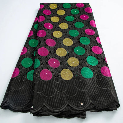 Wholesale Cotton Nigerian Embroidered Dry Lace Fabric 2025 High Quality African Lace Fabric 5 Yards Weeding Dress for Women Sew