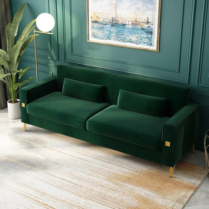 85.63" Velvet Sofa,Modern Loveseat Couch with Pillows Set of 2 for Living Room,Bedroom,Apartment Furniture with, Customized