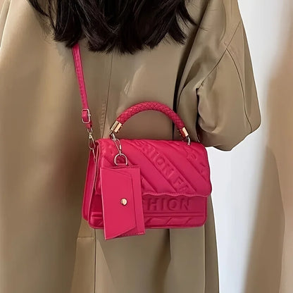 1pc Trendy Quilted Handbag with Adjustable Strap, Stylish Black Shoulder Purse for Women with Mini Coin Pouch, Crossbody Purse