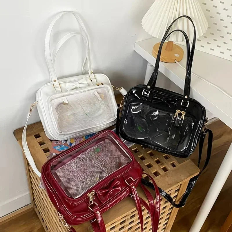 Transparent Japanese Cute Patent Leather Itabag Fashion Girls  Student JK Shoulder Bag Personality Crossbody Bag Ita Bag Сумка
