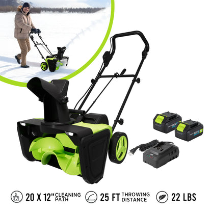 Deli Steelite 42V 20" Cordless Snow Blower – 850 Lbs/Min, Dual 4.0Ah Batteries & Charger Included – Effortless Snow Removal