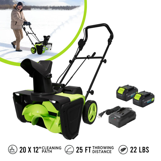 Deli Steelite 42V 20" Cordless Snow Blower – 850 Lbs/Min, Dual 4.0Ah Batteries & Charger Included – Effortless Snow Removal