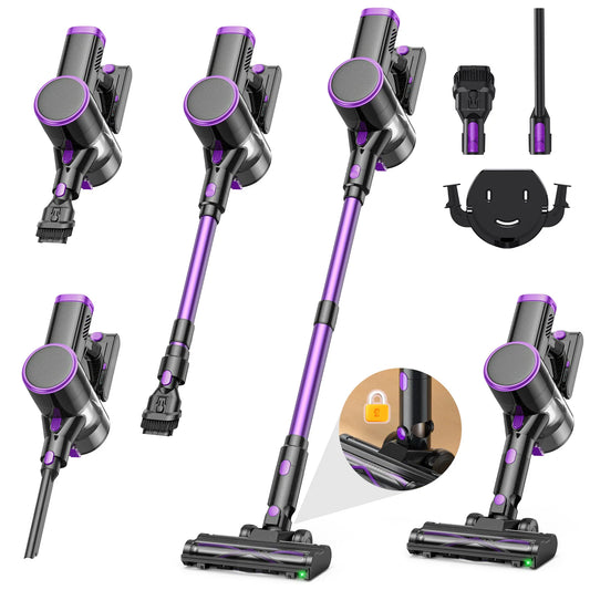 Lubluelu 35Kpa 6-in-1 Self-Standing Cordless Vacuum Cleaner with Green Light 55dB Low noise for Carpet Pet Hair Self-Standing