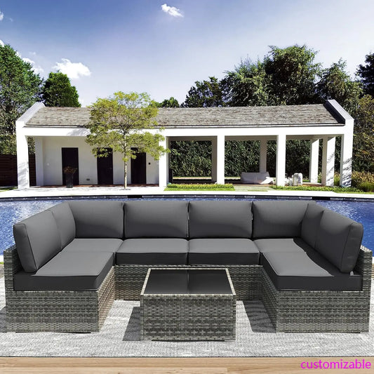 Outdoor Replacement Cushions for Patio Furniture,Water-Resistant Sofa Cushion for Rattan Wicker Sectional Patio Conversation