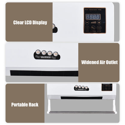 2-in-1 Air Conditioner Heater and Fan Combo Timing Wall Mounted Electric Fan and Space Heater Remote Control for Dormitory Home