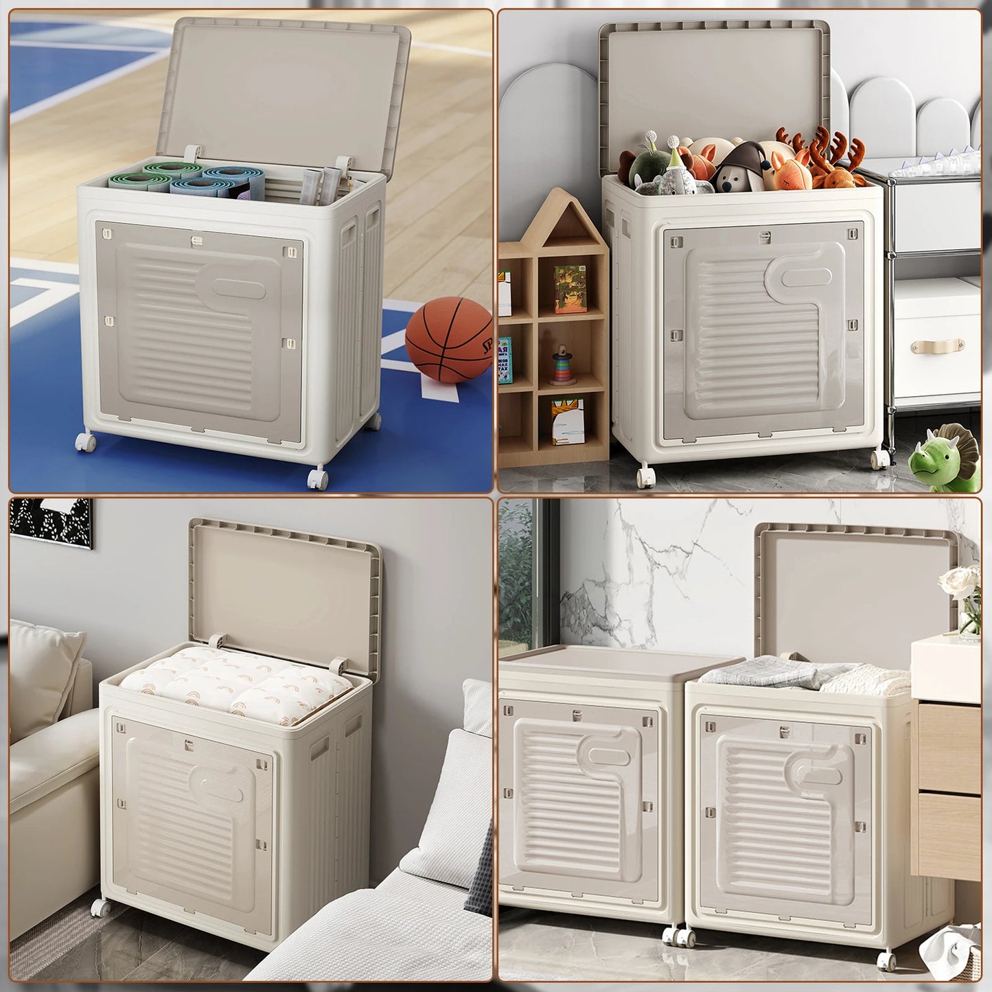 Rolling Laundry Hamper Large Capacity Collapsible Plastic Clothes Basket Laundry Hamper With Lid & Wheels for Laundry Room