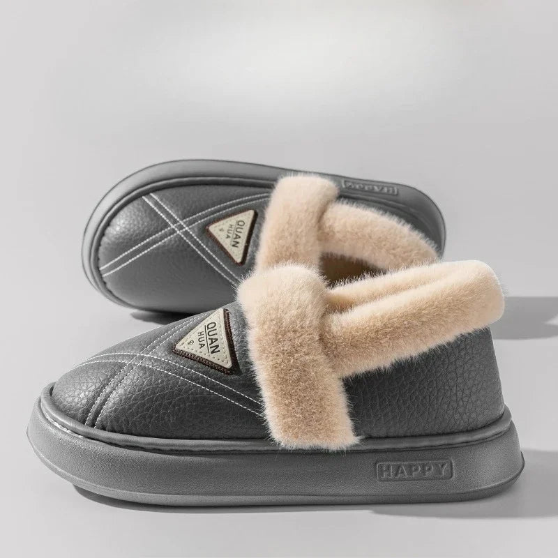 New Fashion Women's Cotton Slippers Men Winter Warm Home Cotton Shoes Waterproof Garden Shoes Indoor Slip on Concise Shoes