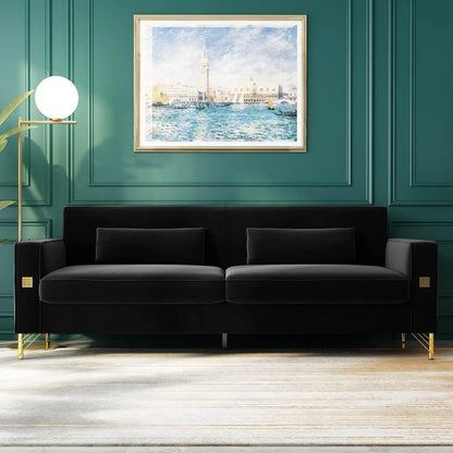 85.63" Velvet Sofa,Modern Loveseat Couch with Pillows Set of 2 for Living Room,Bedroom,Apartment Furniture with, Customized