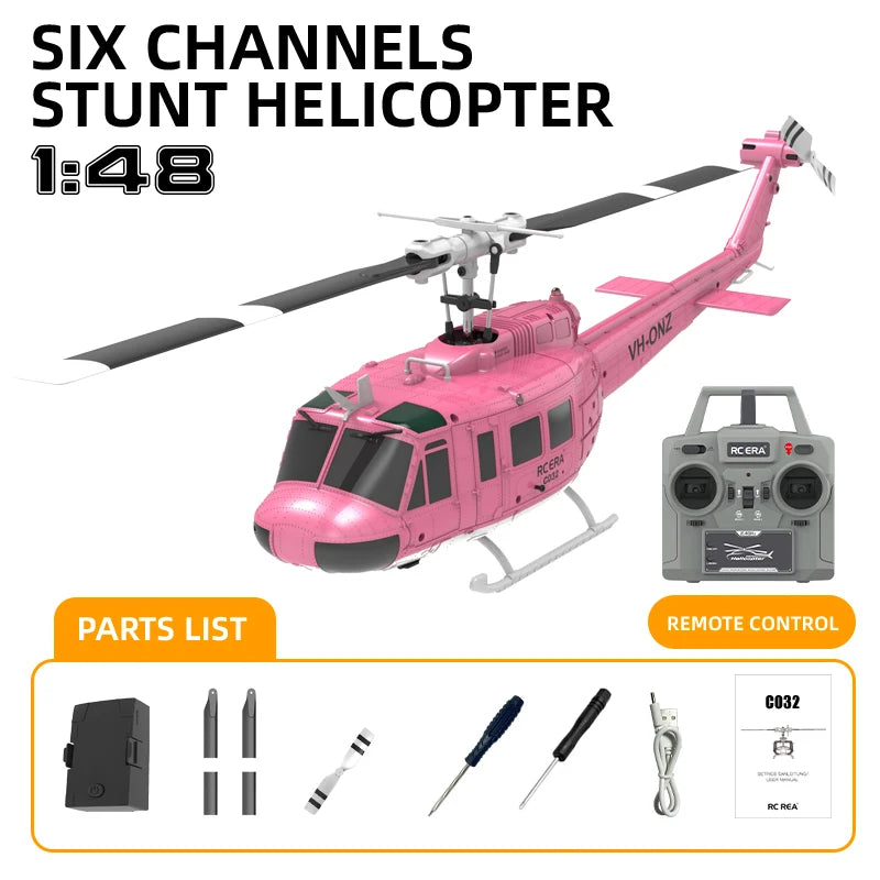 UH-1 C032 2.4G Remote Control Helicopter Six Channel Six Axis Gyroscope One Click Inverted Aerobatic Helicopter Toy Gift