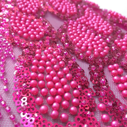 African Beads Lace Fabric 2025 High Quality 5 Yards Nigerian Sequins Beads Lace Fabric French Laces Fabrics For Party Dress Sew
