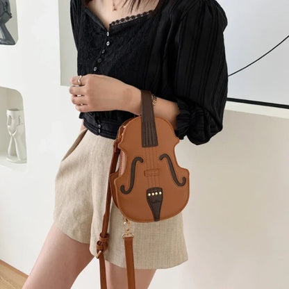 Creative Violin Female Crossbody Bag PU Leather Small Backpacks for Women Luxury Design Thread Ladies Fashion Shoulder Bag