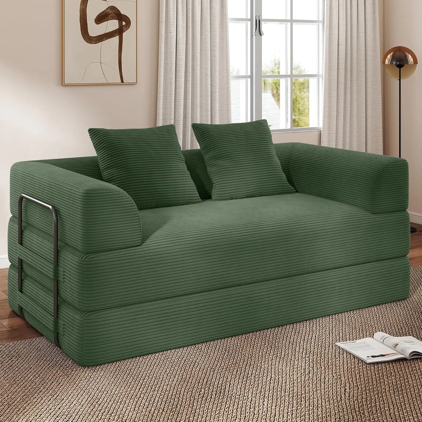 70" Cloud Convertible Floor Sofa Bed, 4-in-1 Foldable Compressed Loveseat Lounge Sleeper, 2-Seater Couch, Customized