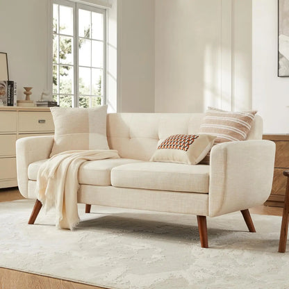 65"W Loveseat Sofa, Mid Century Modern Couches Love Seats For Living Room, Button Tufted Upholstered Small Couch, Customized