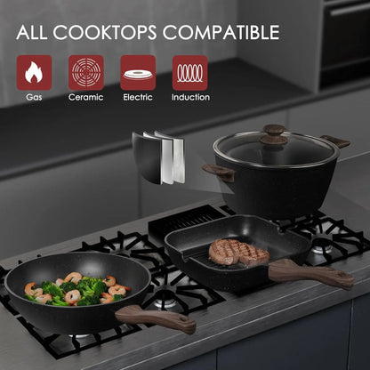 Pots and Pans Set Non Stick 31 Piece Kitchen Nonstick Cooking Cookware Sets with Grill Pan Saucepan Baking Sheet Utensil