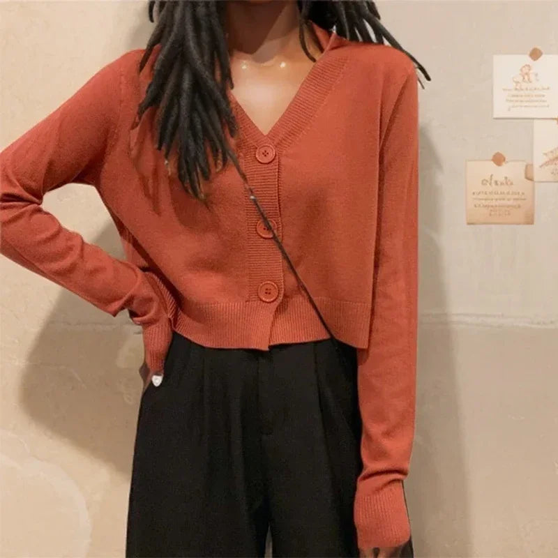 ITOOLIN Women Casual Knit Thin Sweater V-Neck Cardigan Sweater Buttons Up Sweet Cardigan Coat For Women 2024 Autumn