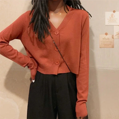 ITOOLIN Women Casual Knit Thin Sweater V-Neck Cardigan Sweater Buttons Up Sweet Cardigan Coat For Women 2024 Autumn