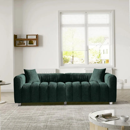 87.4'' Modern 3-Seater Sofa Bubble Couch | Premium Teddy Velvet Deep Seat Sofa | Fluffy Loveseat Sofa for Cozy,Customized