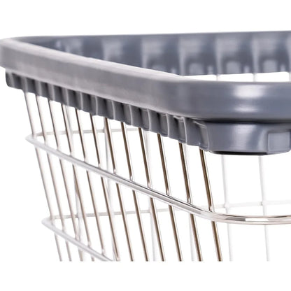 Heavy-Duty 2.5 Bushel Steel Laundry Cart with Chrome Finish for Commercial Use