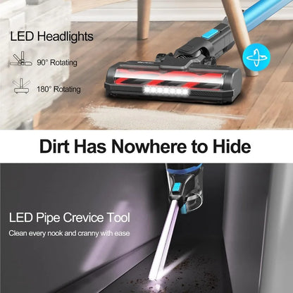 Cordless Vacuum Cleaner 50Kpa 50 Mins for Home 8 in 1 Lightweight Stick Vacuum with Self-Standing Powerful Rechargea