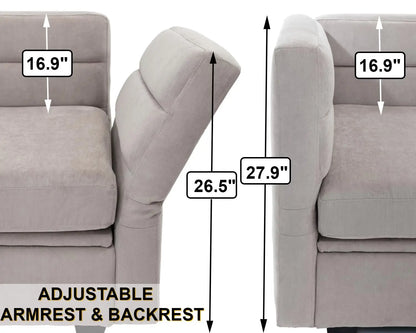 Loveseat Sofa with Seats Storage Modular Sectional Sofa Small Couch with Ottoman for Small Spaces Convertible L, Customized