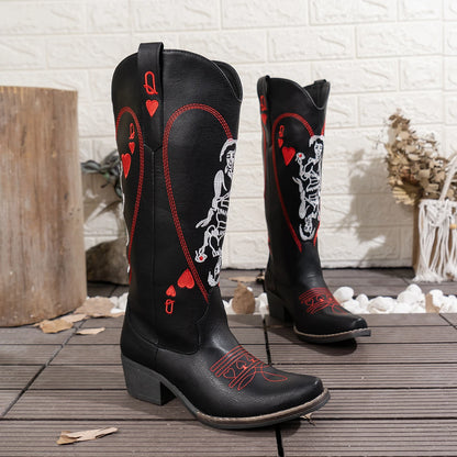 Women's fashion embroidered western cowboy boots