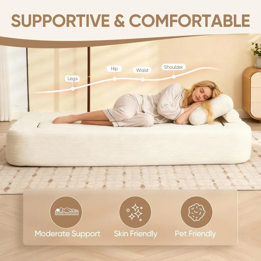 Foldable Sofa Bed Convertible Boneless Couch No Assembly Love Seat Sleeper for Living Room Bedroom Apartment