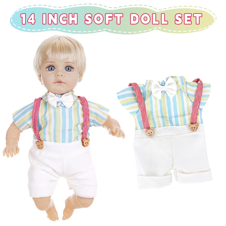 14Inch 35CM Boy Baby Doll With Fashion Clothes Bebe Reborn Doll Soft Skin Cotton Body Lifelike Realistic Baby Children Gift Toy