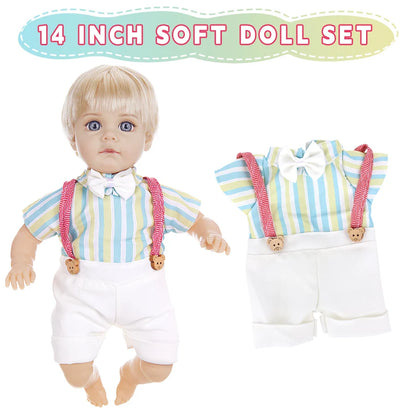 14Inch 35CM Boy Baby Doll With Fashion Clothes Bebe Reborn Doll Soft Skin Cotton Body Lifelike Realistic Baby Children Gift Toy