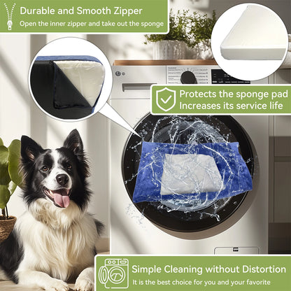 Luxury Pet Bed with Headboard, Washable Dutch Velvet Cover, Dog and Cat Bed, High Elastic Sponge, XXLarge