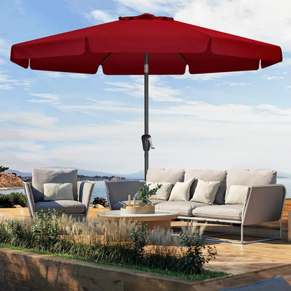 11ft Burgundy Patio Umbrella with 8 Ribs for Outdoor Tables, Crank Tilt Design