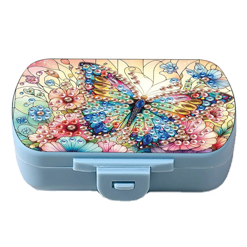 Mushroom 5D DIY Diamond Painting Dot Pill Case Diamond Painting Medicine Box 6 Grid Moisture-proof Pill Organizer for Art Craft