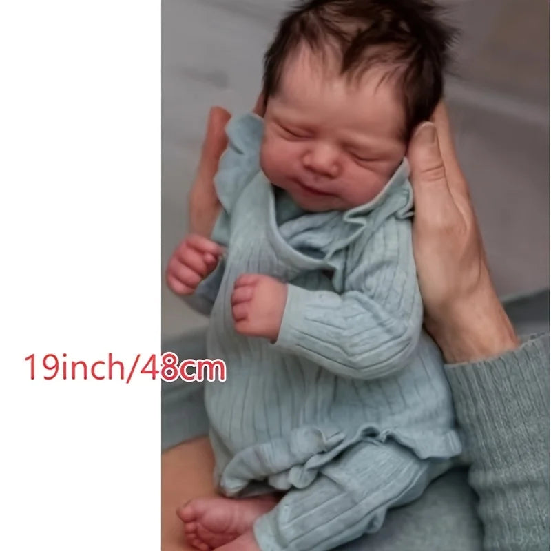 19 "/48 cm cute hand-painted Reborn doll - soft realistic skin and cloth body, suitable for role play - ideal