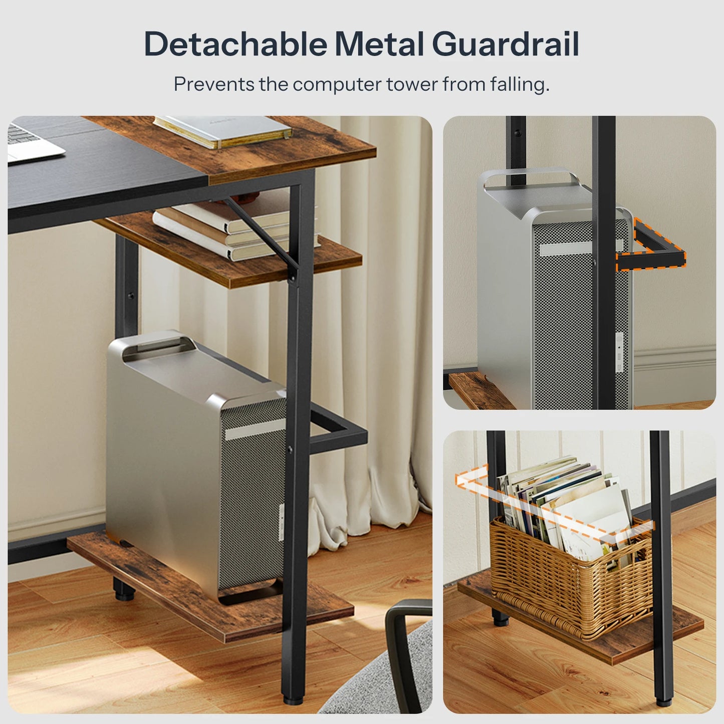 HOOBRO Computer Desk Home Office Desk with Power Outlet Writing Desk with 2 Shelves Modern Small  Desk for Home Office  Study