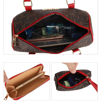 Pahajim 6-Pcs Women Handbag Purse Shoulder Totes Satchel Bags Top-Handle Boston Bag Crossbody Bag Wallet Messenger Set